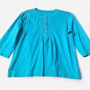 L.L. Bean cute blue y2k inspired basic tunic top 3/4 Sleeve Size L Petite